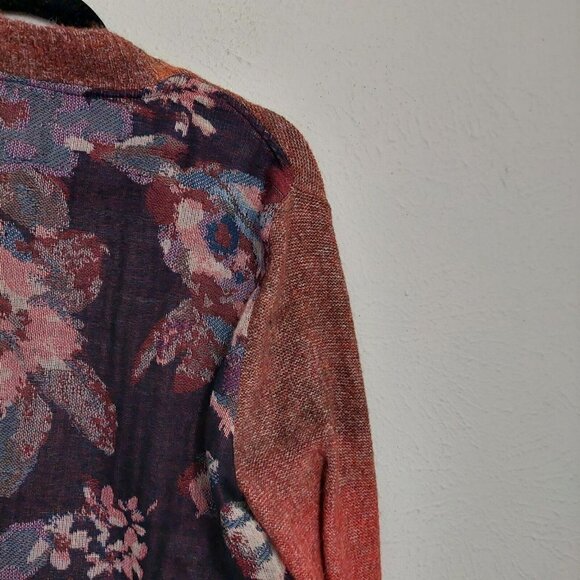 John Mark Open Duster Cardigan Sweater OMBRE Front FLORAL FRINGE Back Boho Sz S - Picture 7 of 9